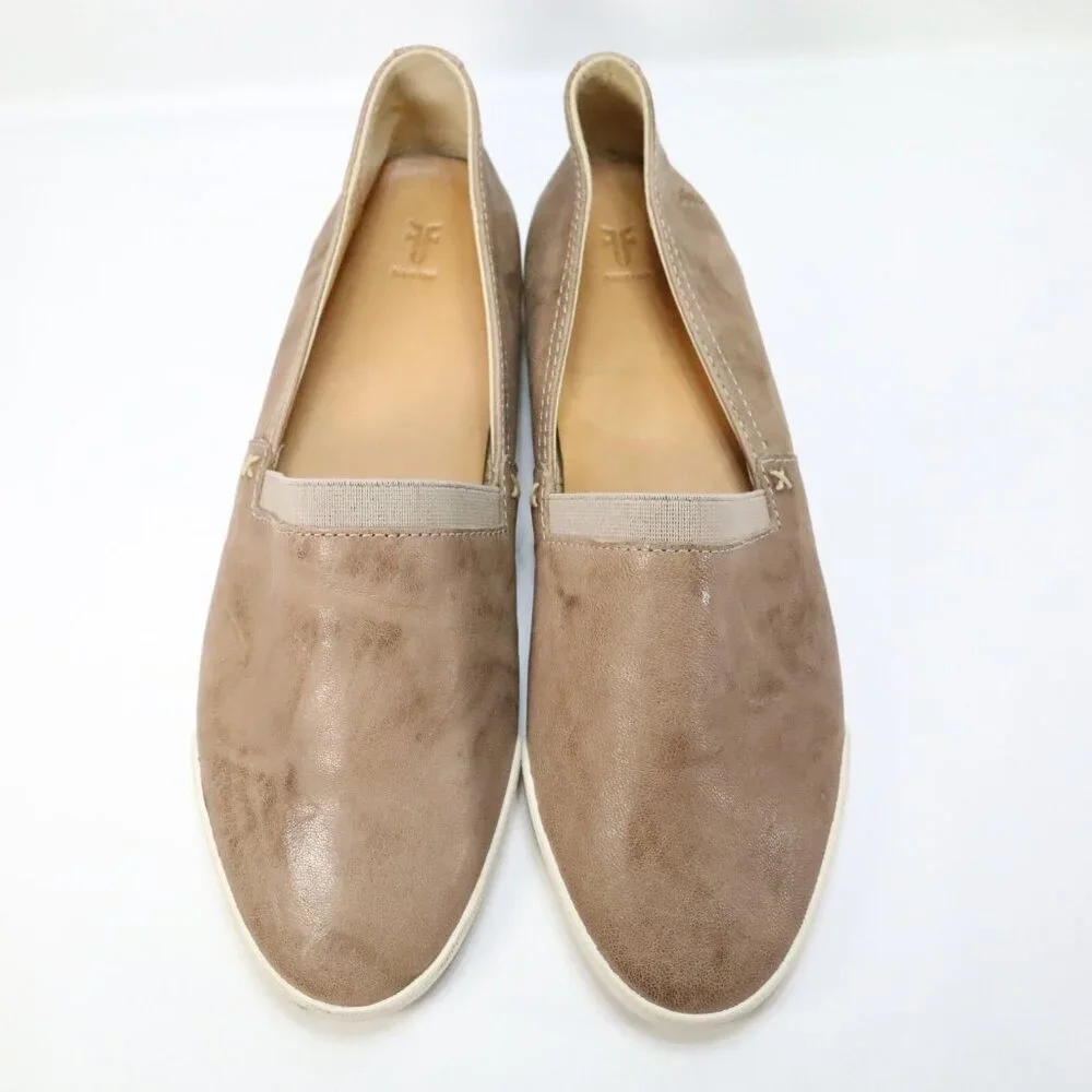 Frye Shoes Womens 9 M Melanie Slip On Taupe Brown Casual Comfort‎ Low Round Toe